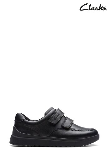 Clarks Black Multi Fit Leather Goal Style Kids Shoes high (D63669) | £50