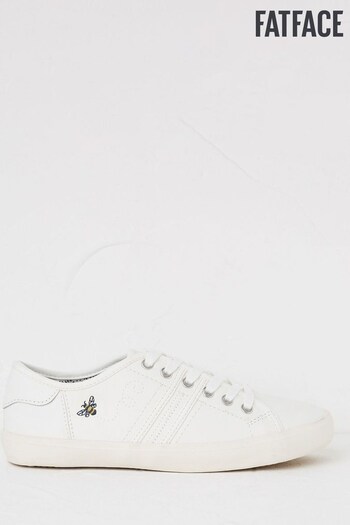 FatFace White Bee Lola Leather Embroidered Trainers (D63760) | £55