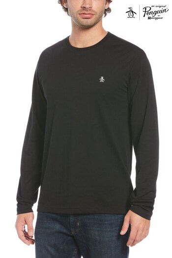 Original Penguin Black Long Sleeve Pinpoint T-Shirt (D63776) | £30