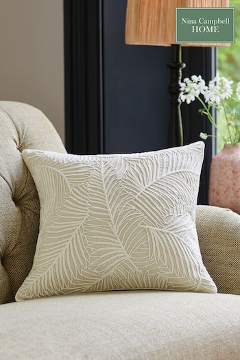 Nina Campbell Natural Tree Fern Corded Leaves Cushion (D63831) | £38