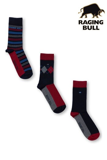Raging Bull Red Cotton Mix Socks 3 Pack (D63948) | £20