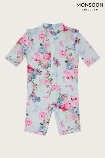 Monsoon Baby Green Posey Floral Swimsuit with UPF50+ Protection (D63949) | £23 - £25
