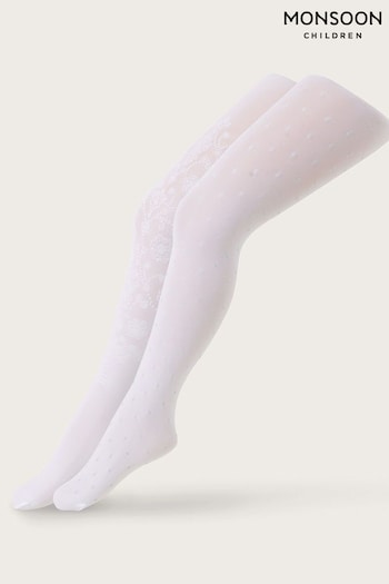 Monsoon Silver Baroque And Glitter Spot Tights 2 Pack (D63962) | £16 - £17