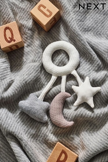White Moon & Star Baby Rattle (D63975) | £7.50