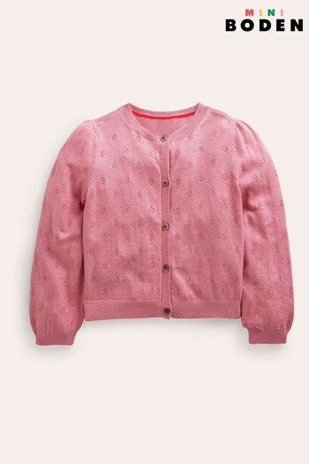 Boden Pink Cotton/Cashmere Mix Pointelle Cardigan (D64104) | £27 - £31