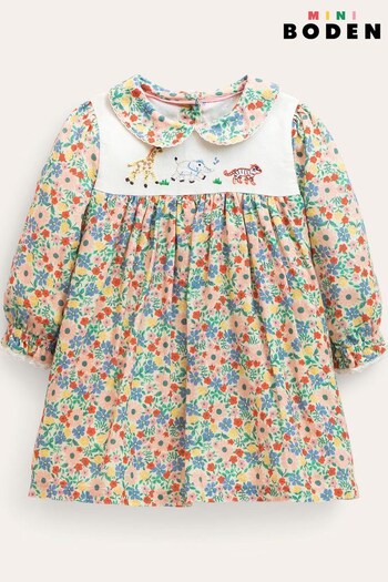 Boden Natural Embroidered Collared Dress (D64116) | £32 - £34