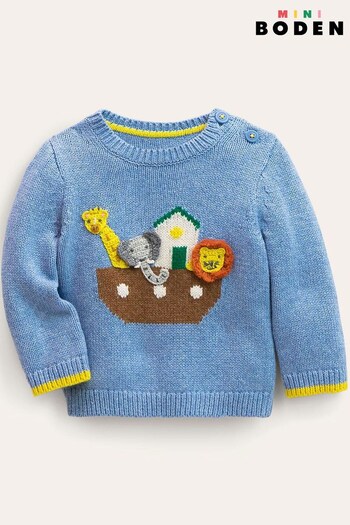 Boden Blue Fun Logo Knitted Jumper (D64130) | £40 - £43