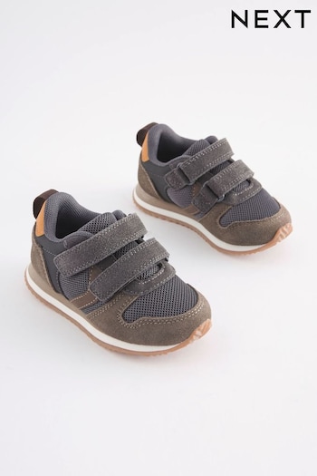 Khaki Green Wide Fit (G) Double Strap Trainers (D64157) | £24 - £26