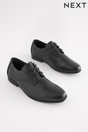 Black Perforated School Lace-Up Shoes Anthracite (D64184) | £28 - £34