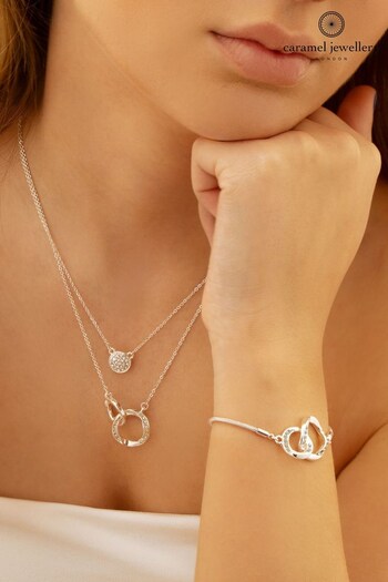 Caramel Jewellery London Silver Tone Sparkly Hoop Entwined Friendship Bracelet (D64231) | £15