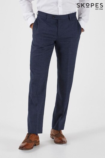 Skopes Warner Blue Check Tailored Sustainable Suit Trousers (D64281) | £59