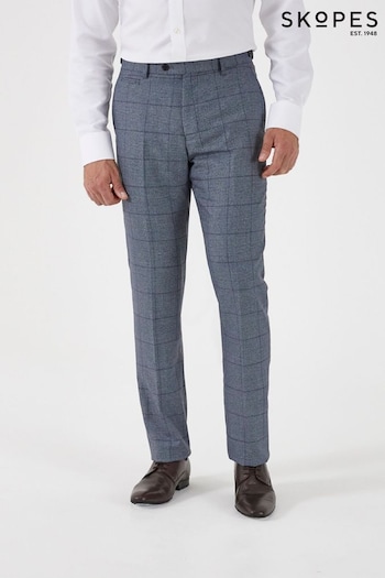 Skopes Reece Blue Check Tailored Fit Suit Trousers (D64284) | £59