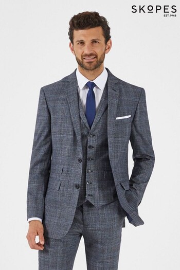 Skopes Acaro Grey Check Tailored Fit Sustainable Suit (D64291) | £110
