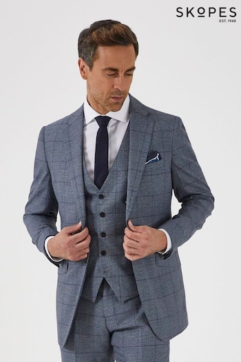 Skopes Reece Blue Check Tailored Fit Suit Jacket (D64292) | £110