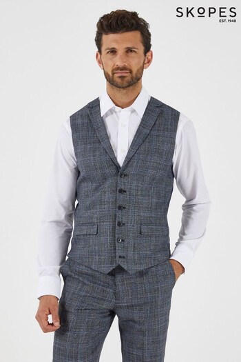 Skopes Acaro Grey Check Sustainable Suit Waistcoat (D64302) | £55