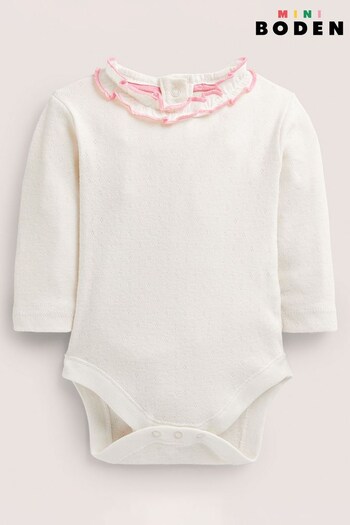 Boden Cream Pointelle Collared Bodysuit (D64404) | £15 - £17