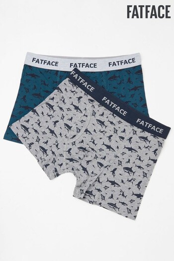 FatFace Green Shark Print Boxers 2 Pack (D64427) | £22