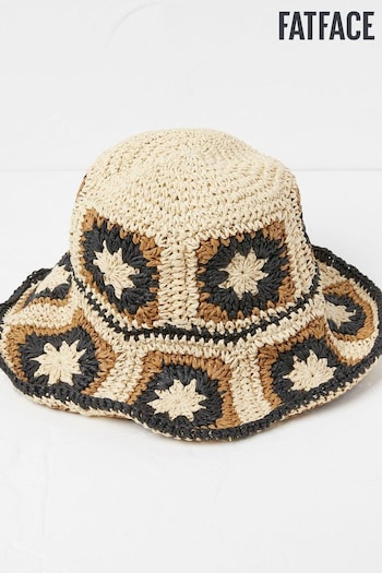 FatFace Natural Crochet Bucket Hat (D64451) | £30
