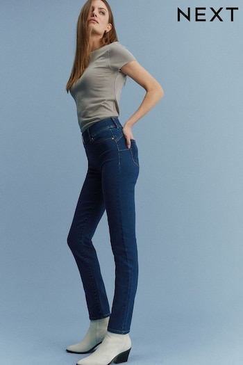 Mimi High Waisted Stretchy Denim Jeggings in Navy
