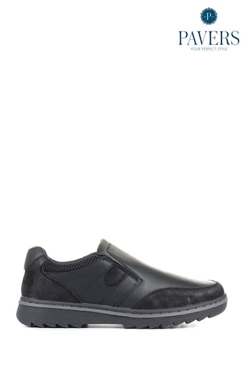 Pavers Black Casual Slip-On GINO Shoes (D64521) | £40