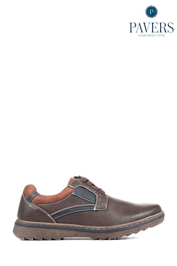 Pavers Brown Lace-Up Derby Seneca Shoes (D64522) | £40