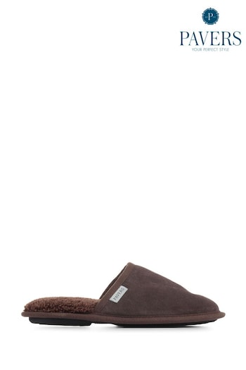 Pavers Brown Wide Fit Suede Slippers (D64528) | £30