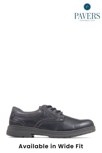 Pavers Black Wide Fit Lace-Up Shoes (D64537) | £40