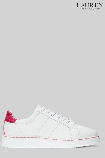 Lauren Ralph Lauren Angeline IV Action Leather White/Pink Trainers (D64556) | £119