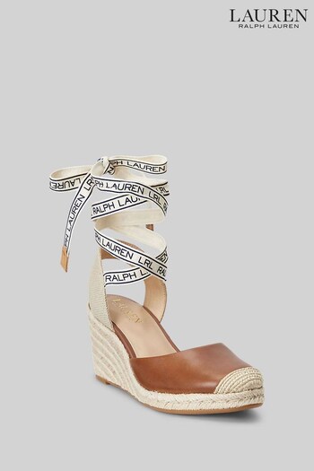 Lauren Ralph Lauren Paislee Logo Espadrille Leather Wedges (D64579) | £119