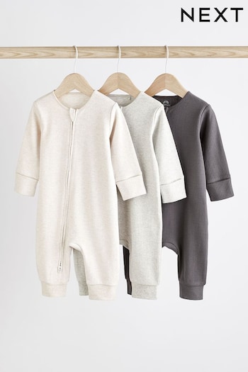 Neutral Baby Footless 2 Way Zip Sleepsuits 3 Pack (0mths-3yrs) (D64603) | £16 - £18