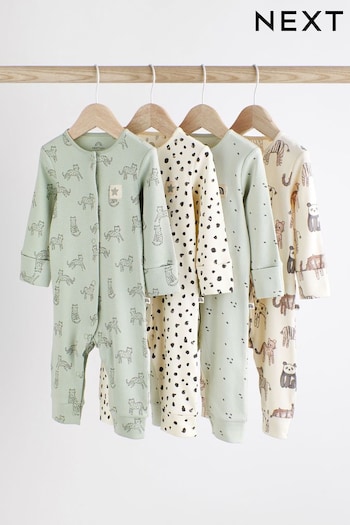 Mint Green Bianco Footless Rib Sleepsuits 4 Pack (0mths-3yrs) (D64604) | £26 - £28