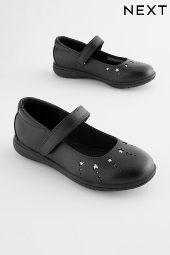Black School Leather Star Mary Jane Shoes (D64672) | £31 - £40