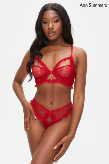 Ann Summers Red Sweet Melody Spot Mesh Crotchless Set (D64752) | £26