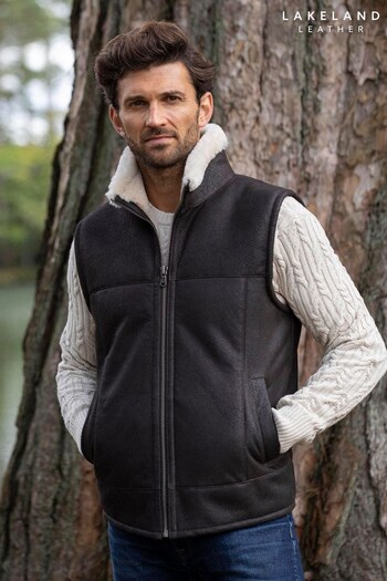 Lakeland Leather Glasson Dark Brown Sheepskin Gilet (D65089) | £349