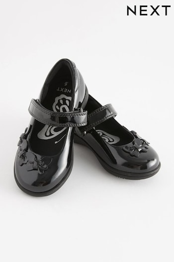 Black Patent Wide Fit (G) School Junior Butterfly Mary Jane Shoes (D65090) | £20 - £26
