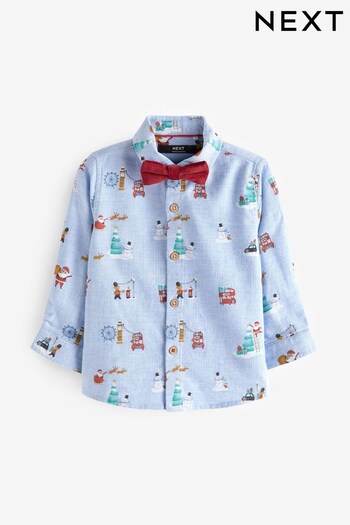 Blue Christmas Shirt (3mths-7yrs) (D65103) | £17 - £19