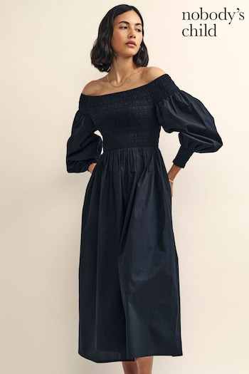 Nobody's Child Amanda Long Sleeve Black Midi Dress (D65119) | £85