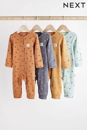 Neutral Baby Star Sleepsuits 4 Pack (0mths-3yrs) (D65245) | £26 - £28