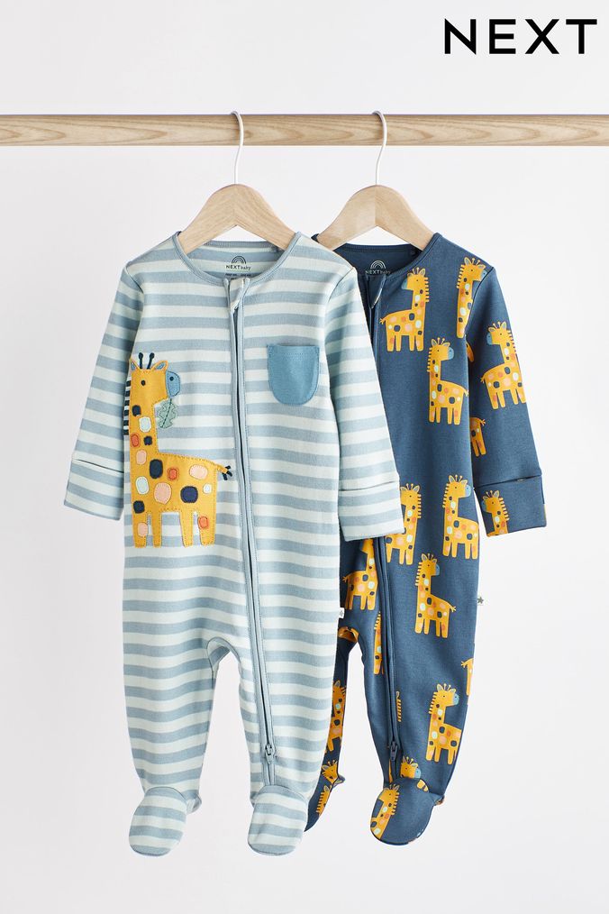 Blue Character Baby Sleepsuits 2 Pack (0mths-2yrs) (D65246) | £16 - £18