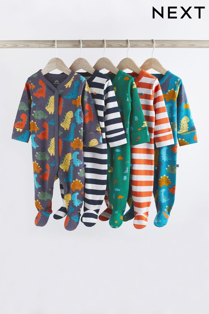 Bright Cotton Baby Sleepsuits 5 Pack (0-2yrs) (D65254) | £29 - £31