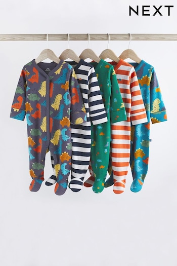 Bright Baby Cotton Sleepsuits 5 Pack (0-2yrs) (D65254) | £29 - £31