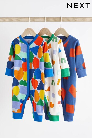 Blue Cotton Footless Baby Sleepsuits 3 Pack (0mths-3yrs) (D65256) | £20 - £22