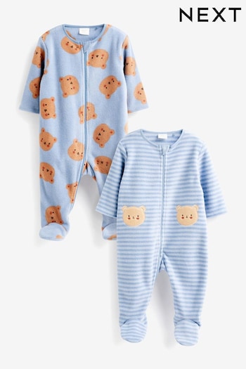 Blue Fleece Baby Sleepsuits 2 Pack (D65261) | £20 - £22