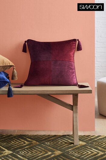 Swoon Burgundy Red Harlequin Feather Filled Cushion (D65269) | £38