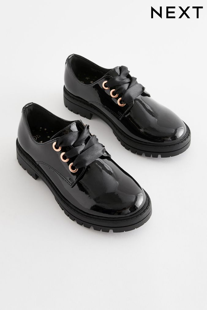 Girls black lace outlet up pumps
