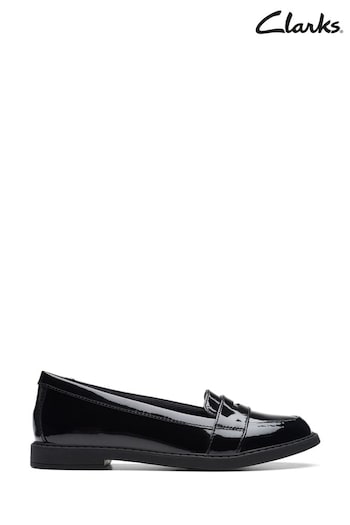 Clarks Black Multi Fit Patent Scala Loafer Shoes (D65346) | £46