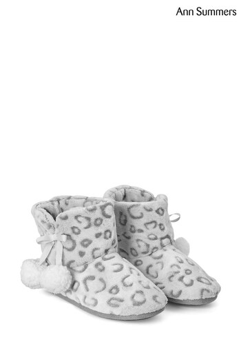 Ann Summers Grey Leopard Fluffy Boot Slippers (D65535) | £25