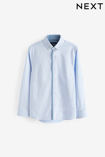 Blue Long Sleeve Smart Shirt With Trim (3-16yrs) (D65615) | £14 - £19