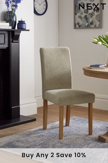 Set of 2 Tweedy Chenille Mid Natural Milford Non Buttoned Dining Chairs (D65712) | £199