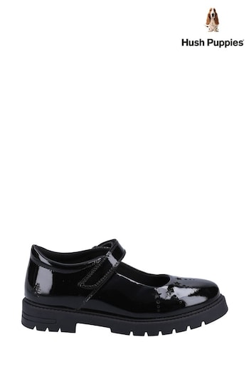 Hush Puppies Sabrina Patent Senior Black Shoes (D65747) | £57